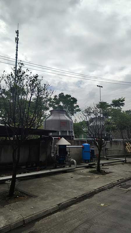 四川双流圆形冷却塔水循环系统安装现场